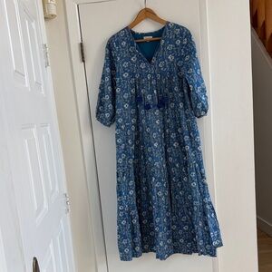 Pink Chicken New York Blue Floral Maxi Dress, Size XS